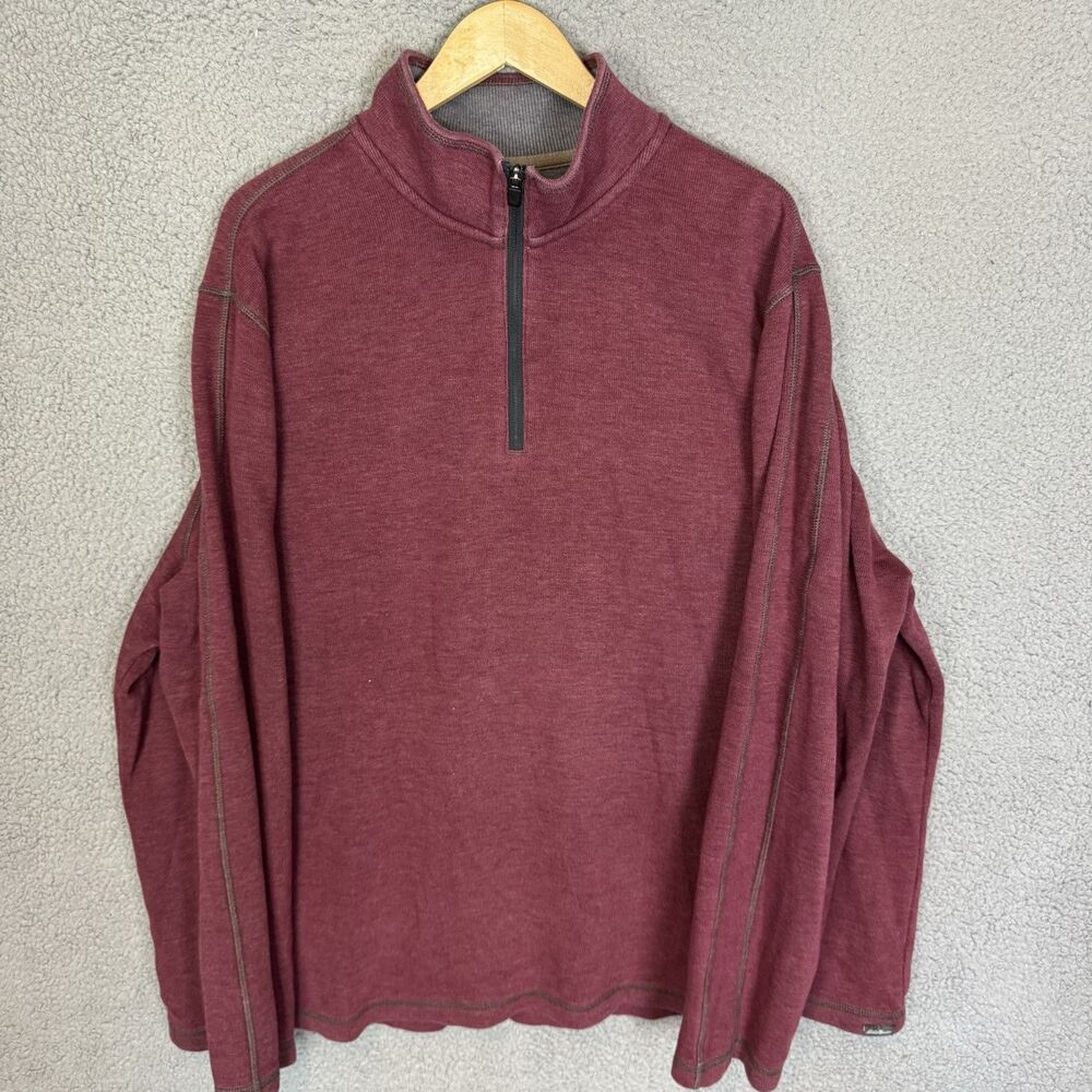 S Eddie Bauer Sweatshirt Men's 3XLT Red Pullover Comfort Outdoor 1/4 Zip Outdoor